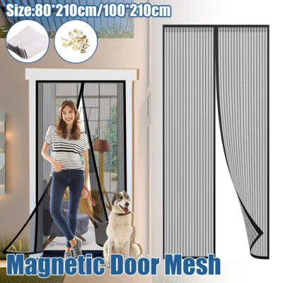 Durable Striped Magnetic Screen Door Curtain Insect Protection & Easy Installati - image 1 of 4