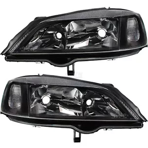 Scheinwerfer Set Satz schwarz Opel Astra G Bj. 98-09 H7/HB3 für elektr. LWR - Bild 1 von 5