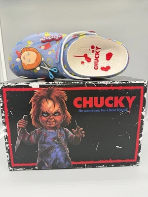 Zuecos Crocs Chucky clásicos sin cordones para hombre talla 11 sandalias multi azul Halloween Foto 1 de 4