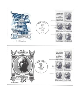 2 US 1962 Washington 5 cent Booklet 1213a First Day Cover Capital + Washington - Picture 1 of 1