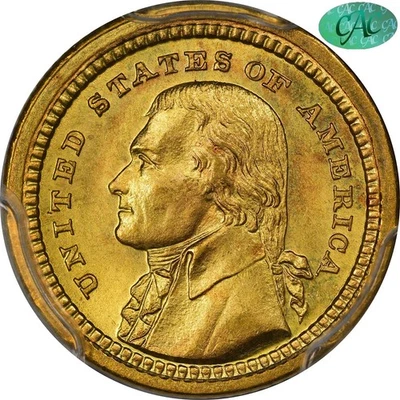 1903 G$1 LA PURCHASE JEFFERSON MS67+ PCGS CAC Commemorative Gold - Image 1 of 4