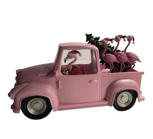 CRACKER BARREL Pink Flamingo Glitter Globe Truck Festive LightUp Christmas Decor - Picture 1 of 9