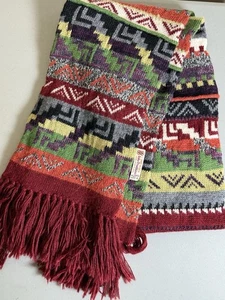Baby Alpaka Inkatha Tradition Schal 70" Tribal Aztekenmuster bunte Vorderseite - Bild 1 von 7