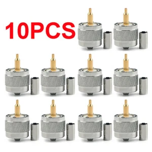 10x Connector UHF Male PL259 Plug Crimp RG58 RG142 LMR195 RG400 Cable USA - Picture 1 of 8