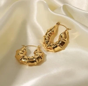 Pendientes de acero inoxidable de aro hueco - pendientes de moda - Imagen 1 de 2