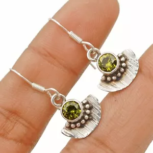 Natural Peridot 925 Solid Genuine Sterling Silver Earrings Jewelry @B9-8 - Picture 1 of 1