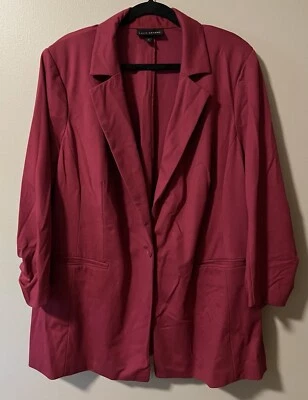 Blazer Perfect Drape One-Button Lane Bryant Talla 24 Rosa Caliente Mangas Acanaladas Foto 1 de 4
