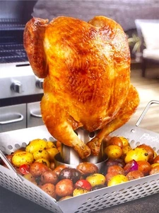 New! Parini Cookware Stainless Steel Chicken Roaster - Picture 1 of 11