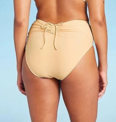 Shade & Shore 女式 M 8-10 比基尼底部 Lurex 缎带绑带高腰新品 — 第 1/4 张图片