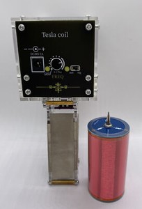 Handheld Tesla Coil Gun Mini Arc Generator for DIY Artificial Lightning, Plug IN