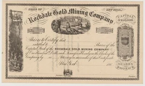 Certificado de acciones de Rockdale Gold Mining Company de Nueva York - Imagen 1 de 1