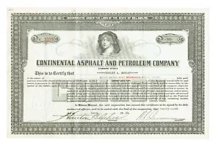 1919 CONTINENTAL ASPHALT & PETROLEUM CO. LAGER SIGNIERT VON HOUSTON B. TEEHEE - Bild 1 von 4