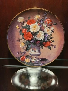 Plato de colección victoriano victoriano ramo de rosas de Albert Williams Franklin como nuevo - Imagen 1 de 2