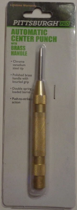 Automatic Center Punch with Brass Handle Mark Metal for Drilling No Hammer Awl Foto 1 de 1
