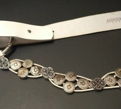 Antoniazzi Firenze Belt Leather Italy White XL Low Hip Ring Loop Closure Adjusts - Image 1 of 4