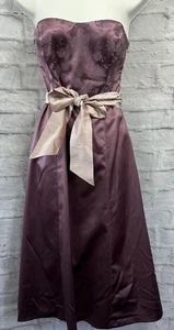 Vestido de satén Coast Fit & Flare talla 10 rosa púrpura sin tirantes o espagueti bandeau - Imagen 1 de 9