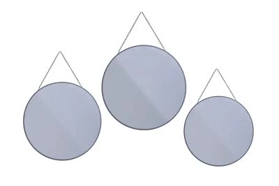 Spiegel Dekospiegel an der Kette 3er Set Wand-Deko Wandspiegel rund Ø20/25/30 cm - Bild 1 von 4