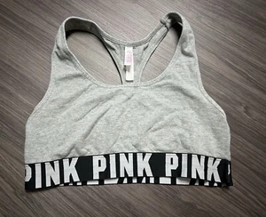 Victoria Secret Pink Thick Band, No Padding Medium sports bra Gray razorback - Picture 1 of 4