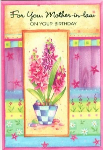 Happy Birthday Mother-In-Law Botanical Floral Garden Flowers Greeting Card - Picture 1 of 3