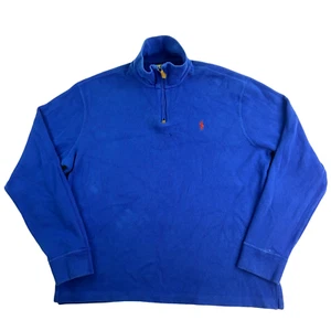 Vintage POLO Ralph Lauren Large Royal Blue Quarter Zip Red Embroidered Pullover - Bild 1 von 9