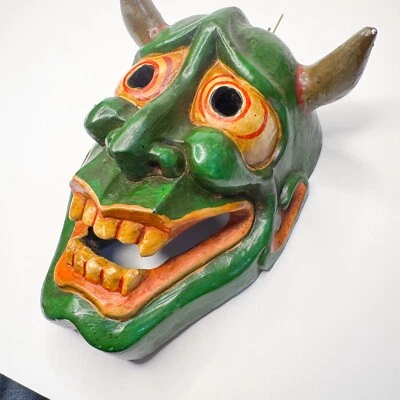 Handcrafted Demon Mask, Dracula Sculpture- Carved Wooden Dracula-Inspired Horned - Image 1 of 4