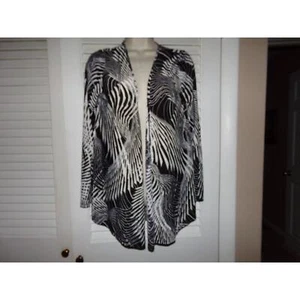 SJS Jesse J schwarz/weiß geometrischer Druck Jersey Strick Cardigan S Neu mit Etikett - Bild 1 von 4