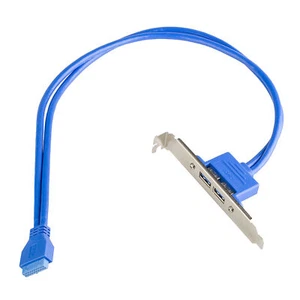 19pin Header to USB 3.0 Adapter 2 Port Rear Panel Full Height PCIe Slot Bracket - Picture 1 of 6