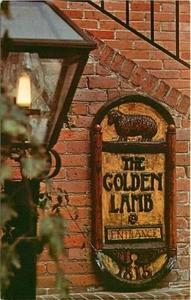 Postal de letrero de calle Golden Lamb Lebanon Ohio OH - Imagen 1 de 2