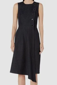 $799 Adam Lippes Women's Blue Stretch Jean Denim Sleeveless Asymmetrical Dress 8 - Picture 1 of 1