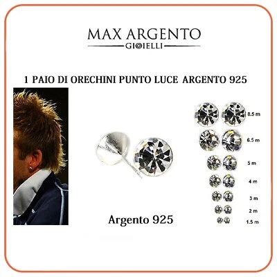 Orecchini Argento 925, Lobo Brillantino Punto Luce, Mis° Da 1.5 a 8. 5 mm