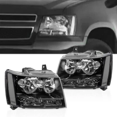 Faros carcasa negra esquina transparente para 07-14 Chevy Suburban Tahoe Avalanche Foto 1 de 4