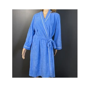 Vintage Vanity Fair Size Medium Velour Vellux Bathrobe Robe Long Sleeve Pockets - Picture 1 of 9