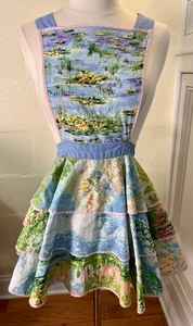 Bib Apron Country Charm Cottagecore Print Ruffles Landscape Scene Fits XS To L - Picture 1 of 5