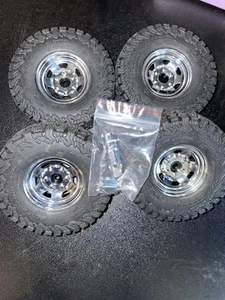 NEW RC4WD TRAILFINDER II 2 Wheels & Tires CHROME 1.7" BF Goodrich Toyota WD17 - Picture 1 of 4