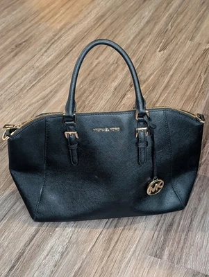 Michael Kors Saffiano Leather Ciara Large Satchel Black Purse Shoulder Bag - Image 1 of 4