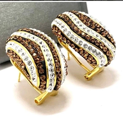 Обруч из желтого золота 18 карат и ювелирных изделий бронза 3,00 карата коньяк и белый натуральный кристалл... - Изображение 1 из 4