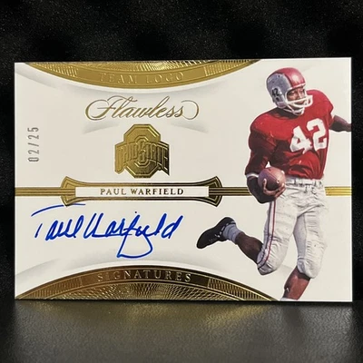 2020 Panini Flawless Team Logo Signatures Paul Warfield Auto Gold #26 OSU /25 - Image 1 of 4