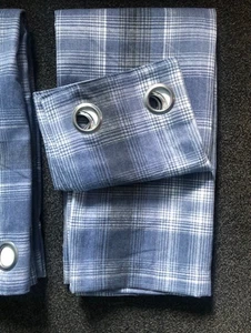 Next Navy Blue Cosy Check Woven BLACKOUT LINED SINGLE / DOOR CURTAIN 117x229 CM - Picture 1 of 5