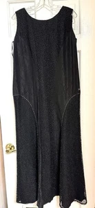 Abito da sera lungo vintage Chanel rete con perline seta acetato WM 14 48 EUC FRANCE - Foto 1 di 15