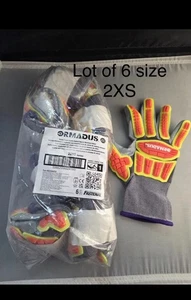 Lot 6 Pairs Impact Resistant Mechanic Work Gloves Nitrile Coat Ormadus 2XS / 5 - Picture 1 of 8