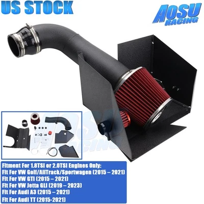 Cold Air Intake Kit + Red Filter For 2015-21 VW GTI Golf Audi A3 TT 1.8 2.0 TSI - Изображение 1 из 4