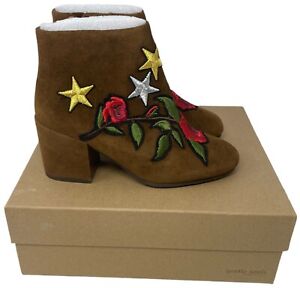 NEW Gentle Souls Women's Size 5.5 Blaise Patches Roses Walnut Ankle Booties NIB