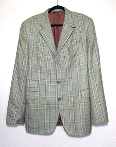 Jack Victor Loro Piana Blazer Cashmere Cappotto Sportivo 44L Uomo Plaid Toppe Gomito - Foto 1 di 7