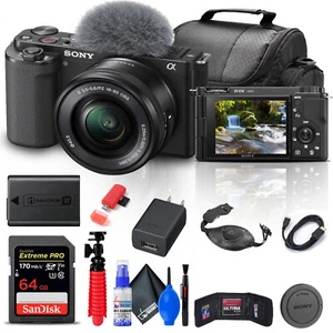 Sony ZV-E10 Mirrorless Camera with 16-50mm Lens + 64GB Memory Card + Bag + More - Picture 1 of 8