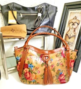 Patricia Nash Ellington große Schultertasche aus Leder Reisetasche neu mit Etikett - Bild 1 von 12