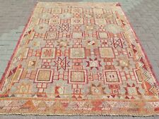 Vintage Turkish Kilim Rug, Area Rugs, Boho Rug Embroidery Rug Wool Kelim 71