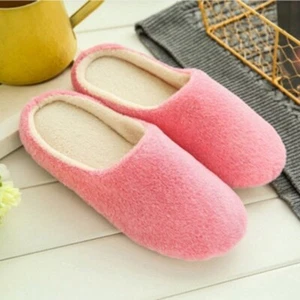 Pink Women's Faux Fur Slippers Plush Fuzzy Soft Slip On in House, US SIZE 6-9 - Picture 1 of 12
