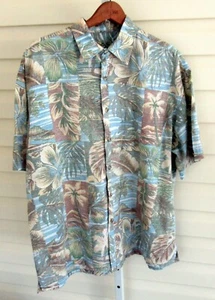 Bamboo Cay Blue Tropical Print Cotton Modal Large SS Shirt EUC - Picture 1 of 3