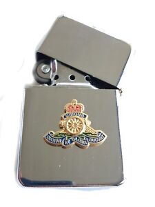 Royal Artillery Chrome Plated Windproof Petrol Lighter in Gift Box