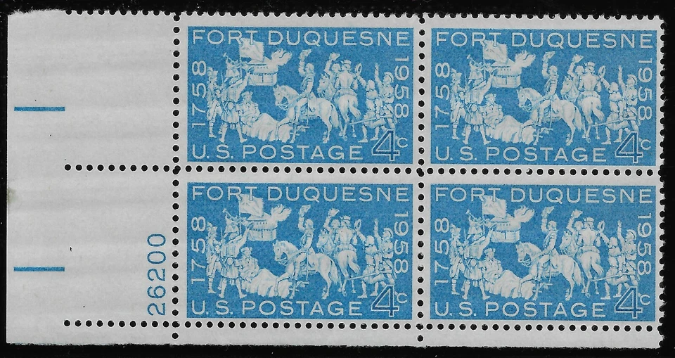 US Scott #1123, Plate Block #26200 1958 Fort Duquesne 4c FVF MNH Lower Left - Image 1 of 1